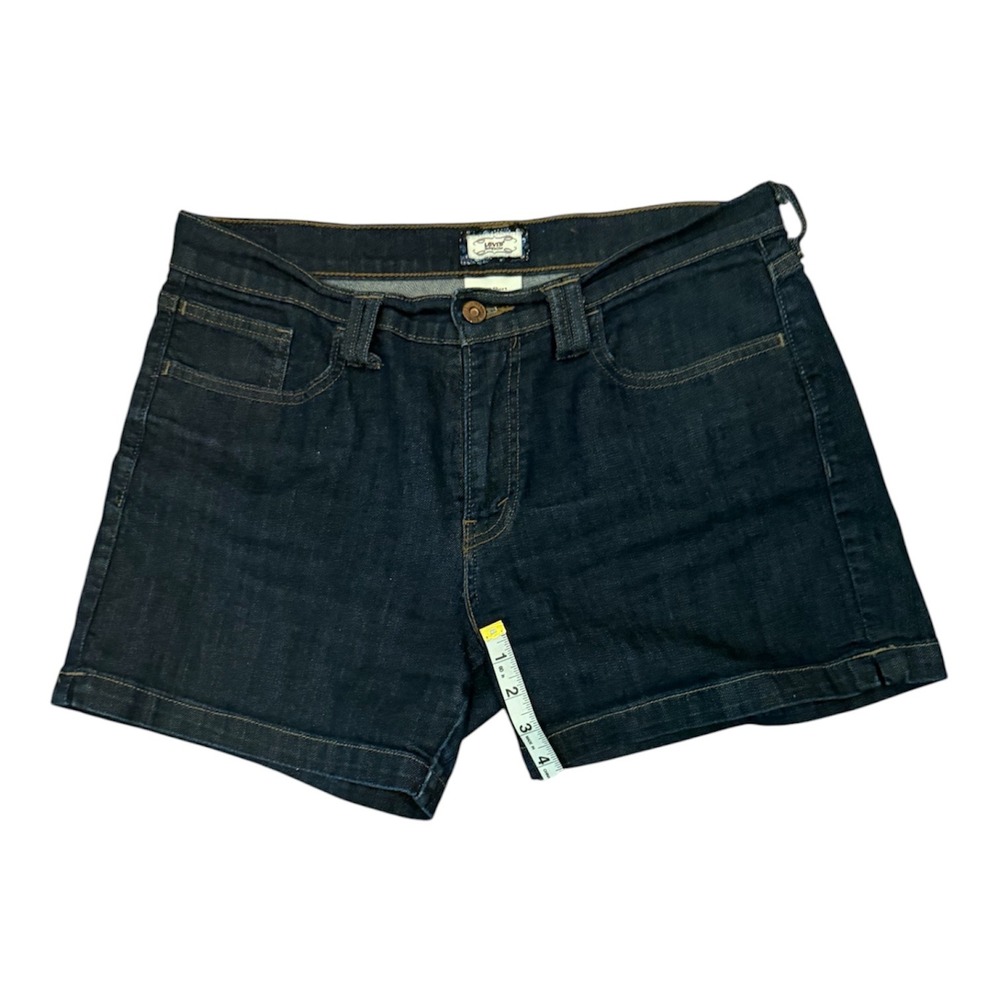 Levis Womens Dark Wash Denim Shorts Size 10 Stretch Cotton Blue Jean Shorts - Picture 6 of 6
